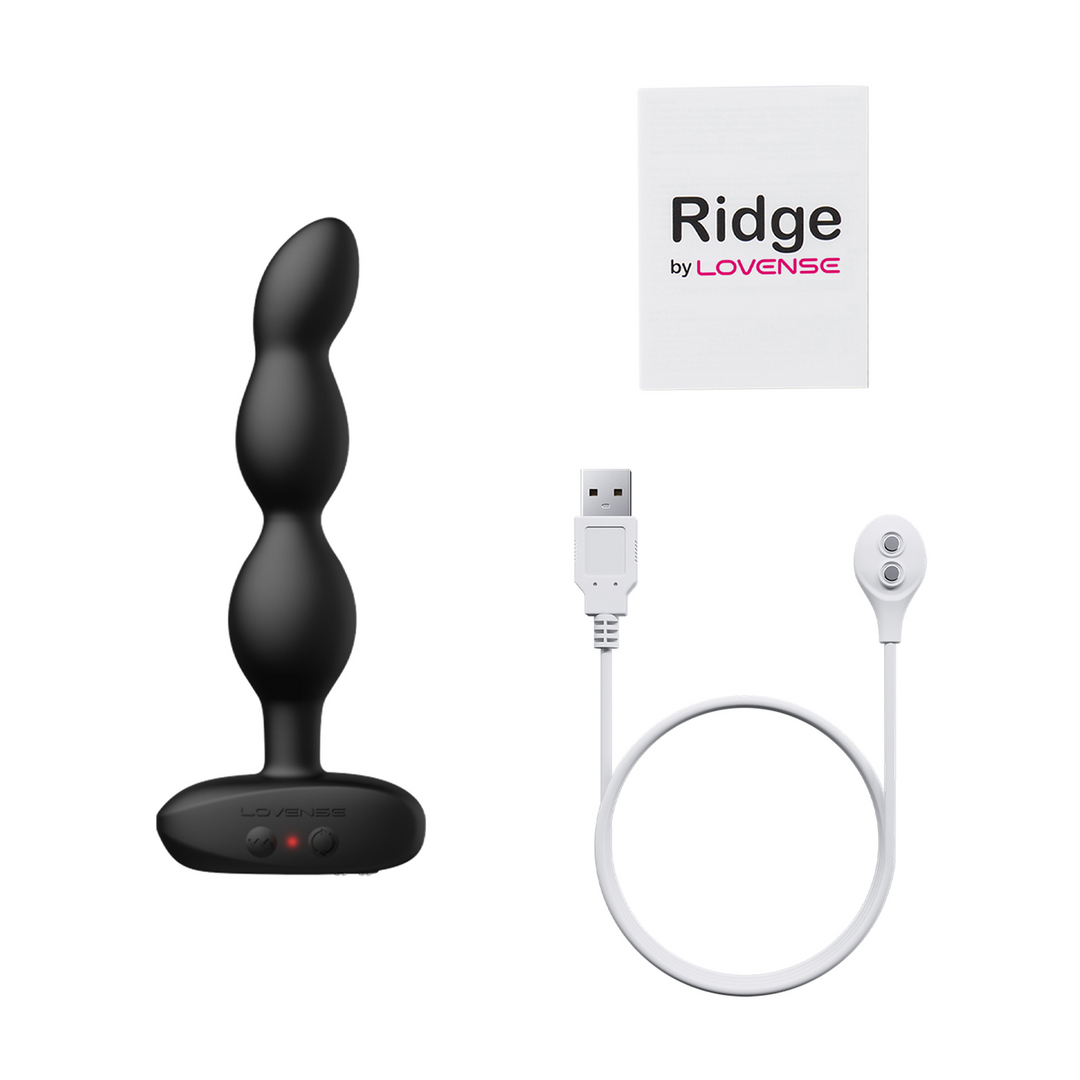 Ridge - App-controlled Vibrating and Rotating Anal Beads - Black