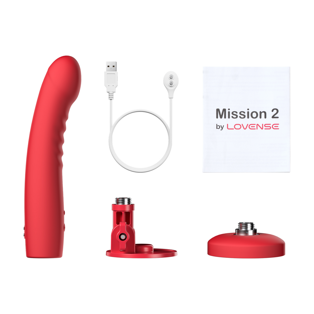 Mission 2 - Vibrating Suction Cup Dildo with Touch-Sense - Red