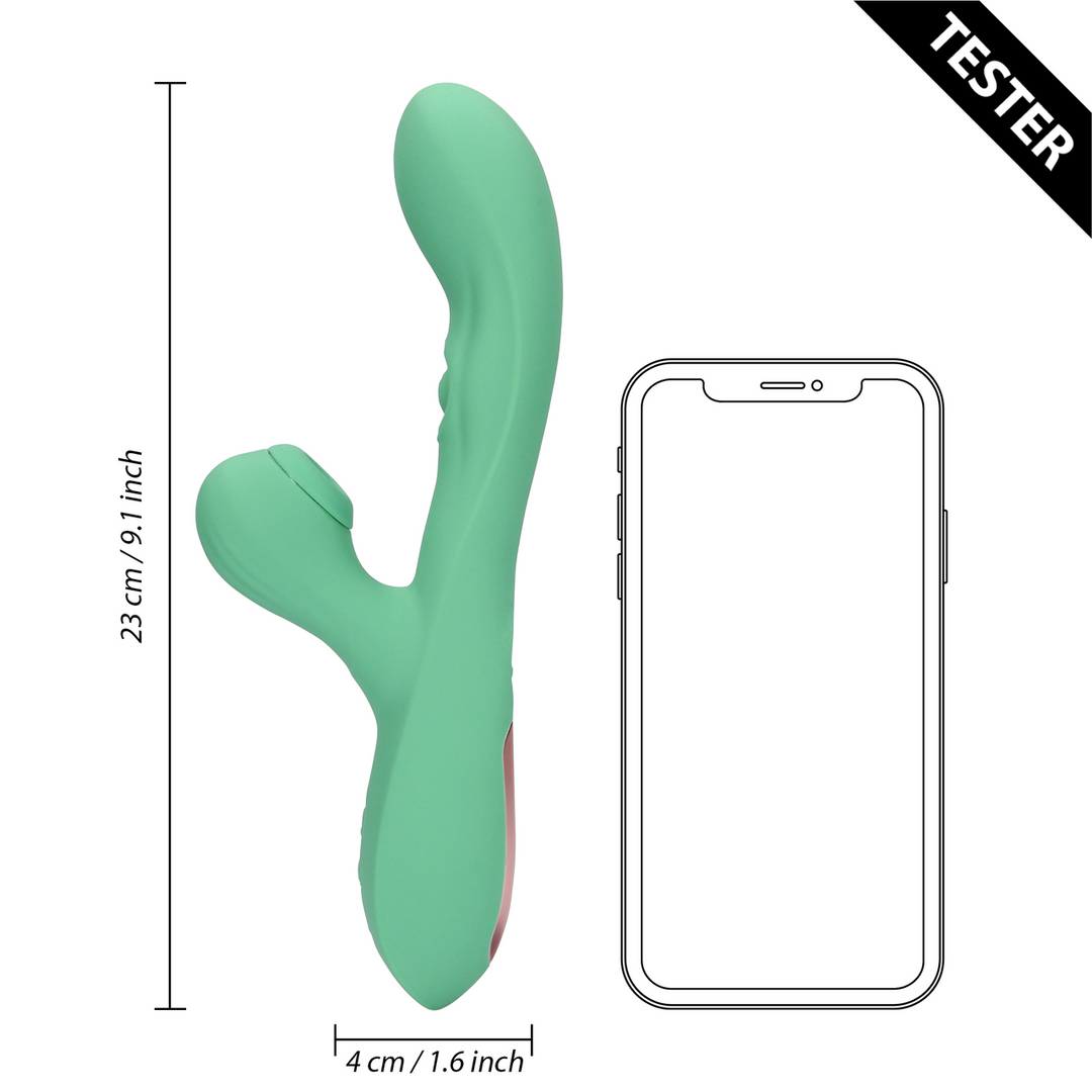 Pulse Wave and Tongue Flickering Rabbit Vibrator - Blue Grass