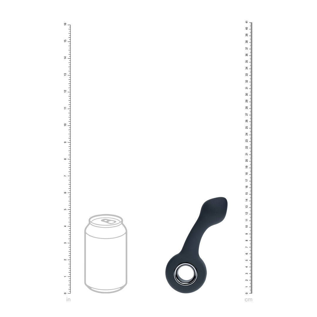 Vibrating Bulb Silicone Prostate Massager with Loop - Black
