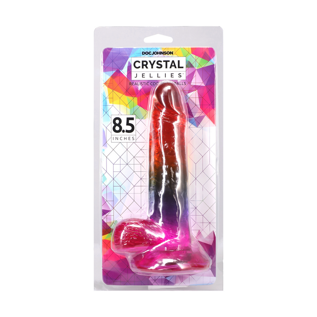 Realistic Cock with Balls - 8.5 / 21,6 cm - Rainbow