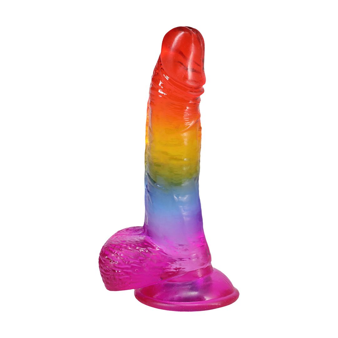 Realistic Cock with Balls - 8.5 / 21,6 cm - Rainbow