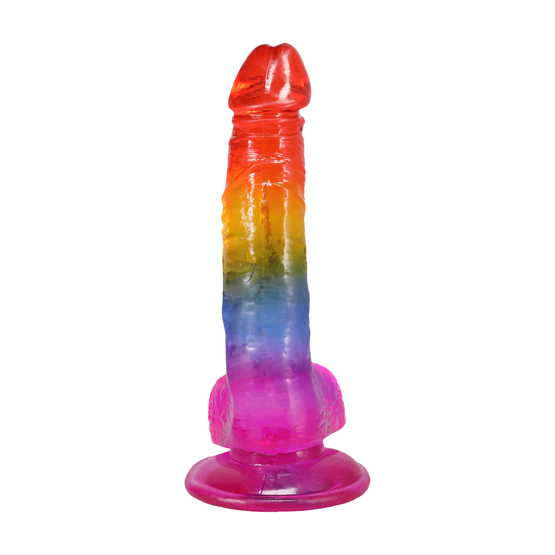 Realistic Cock with Balls - 8.5 / 21,6 cm - Rainbow