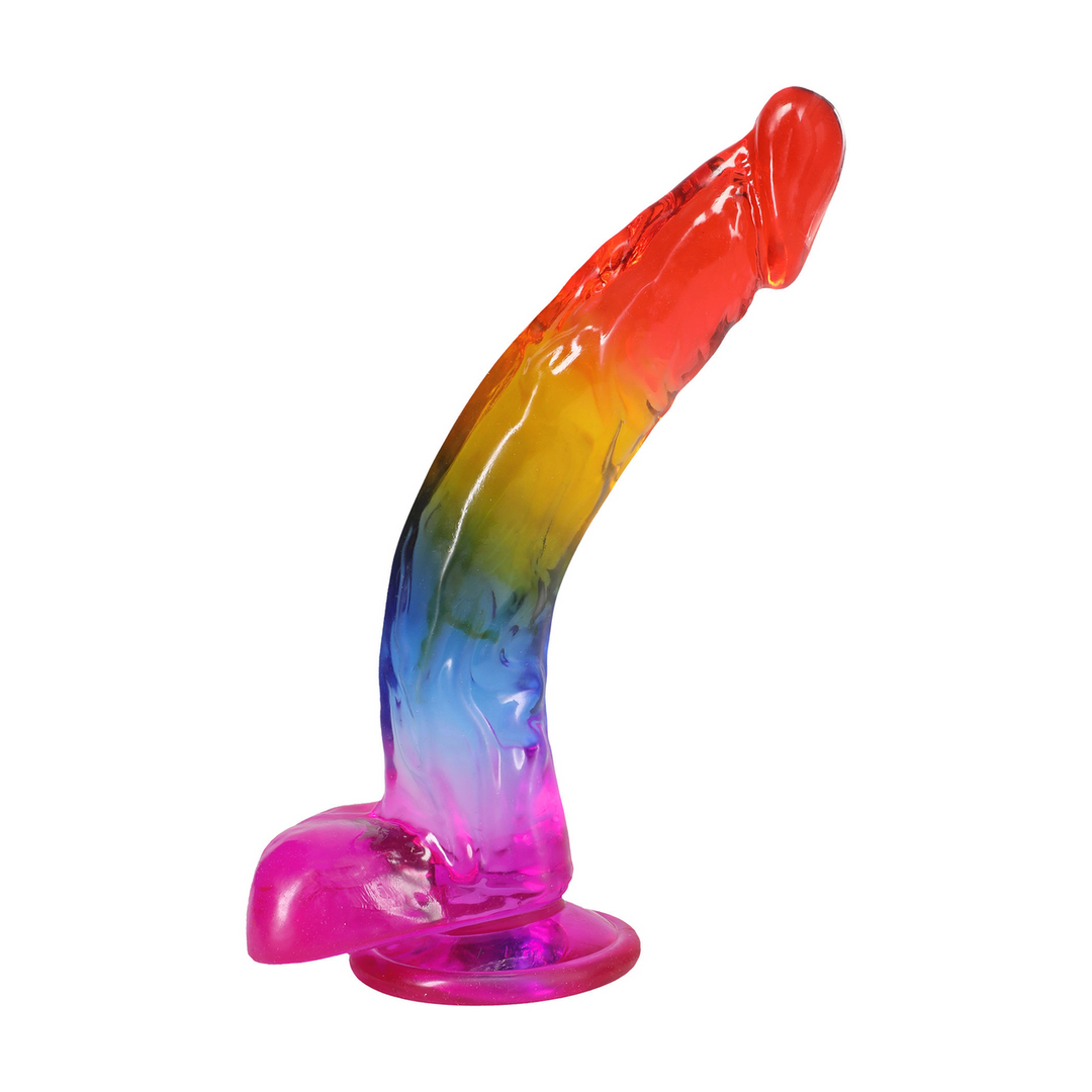 Realistic Cock with Balls - 9.5 / 24,1 cm - Rainbow