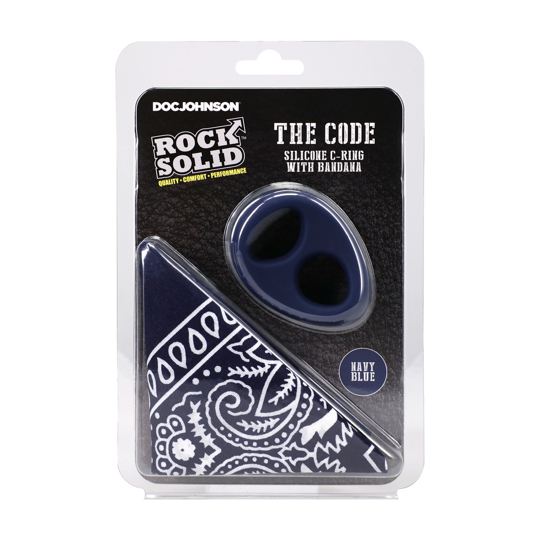 The Code - Silicone Cockring with Bandana - Navy Blue