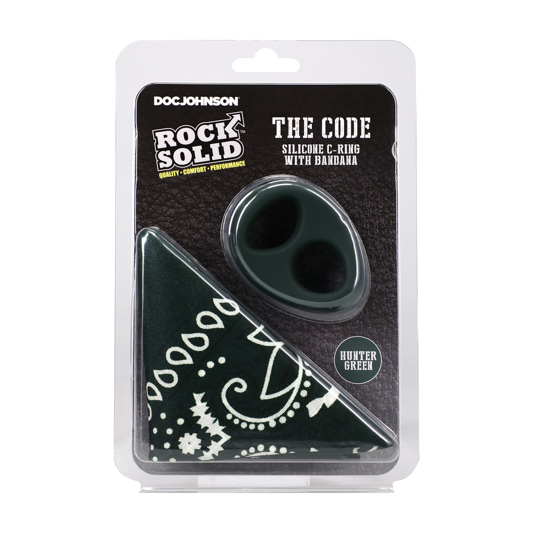 The Code - Silicone Cockring with Bandana - Hunter Green