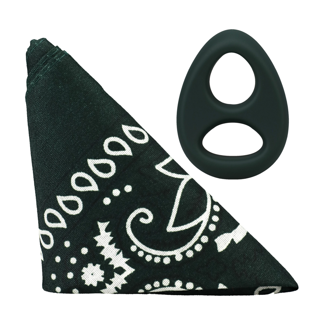 The Code - Silicone Cockring with Bandana - Hunter Green