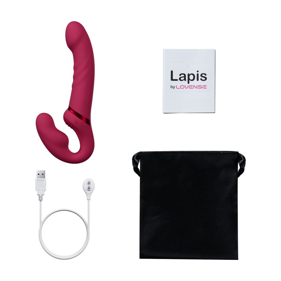 Lapis - App-controlled Dual Ended Vibrating Strapless Strap-on - Red