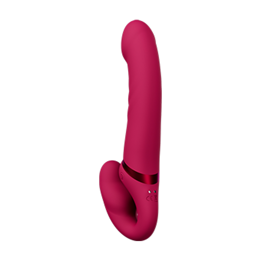 Lapis - App-controlled Dual Ended Vibrating Strapless Strap-on - Red