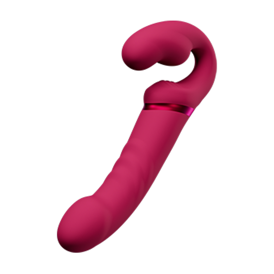 Lapis - App-controlled Dual Ended Vibrating Strapless Strap-on - Red