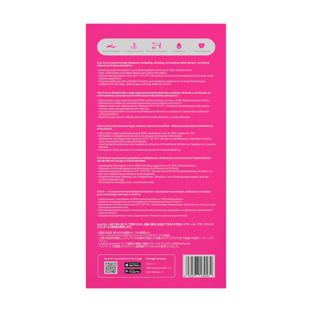 Osci 3 - Oscillating Vibrating and Heating Rabbit Vibrator - Pink