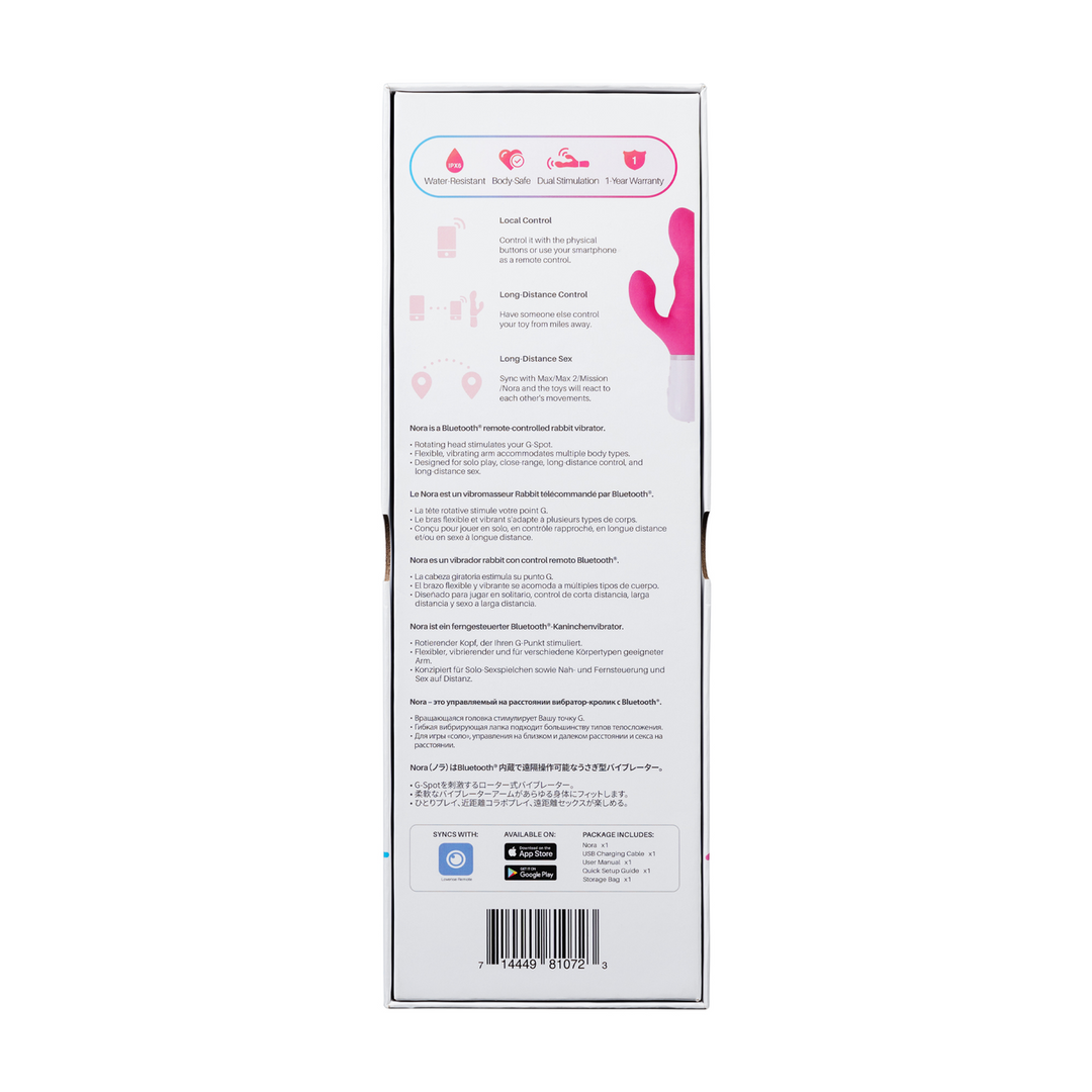 Nora - Bluetooth Remote Control Rabbit Vibrator - Pink