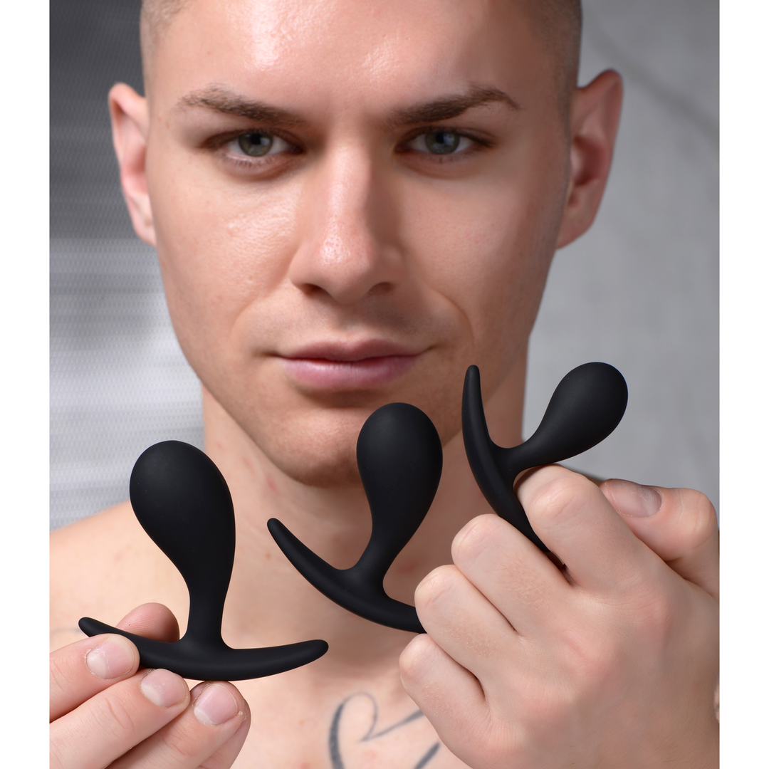 Dark Droplets - 3 Piece Curved Anal Trainer Set - Black