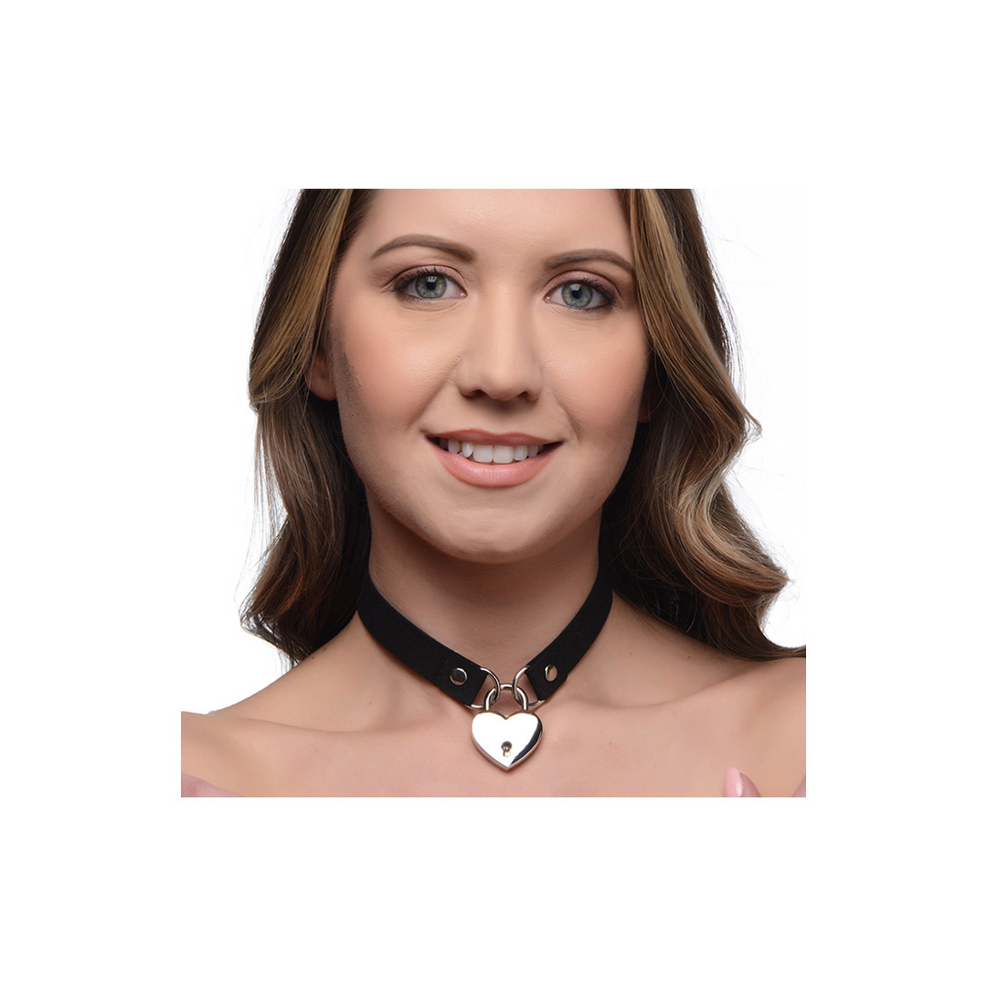 Lock-It - Choker with Heart Lock and Key