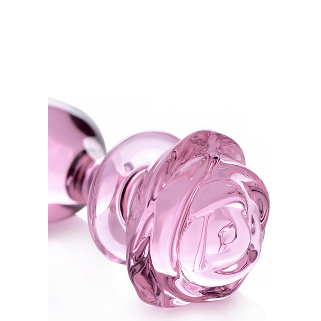 Pink Rose - Glass Butt Plug