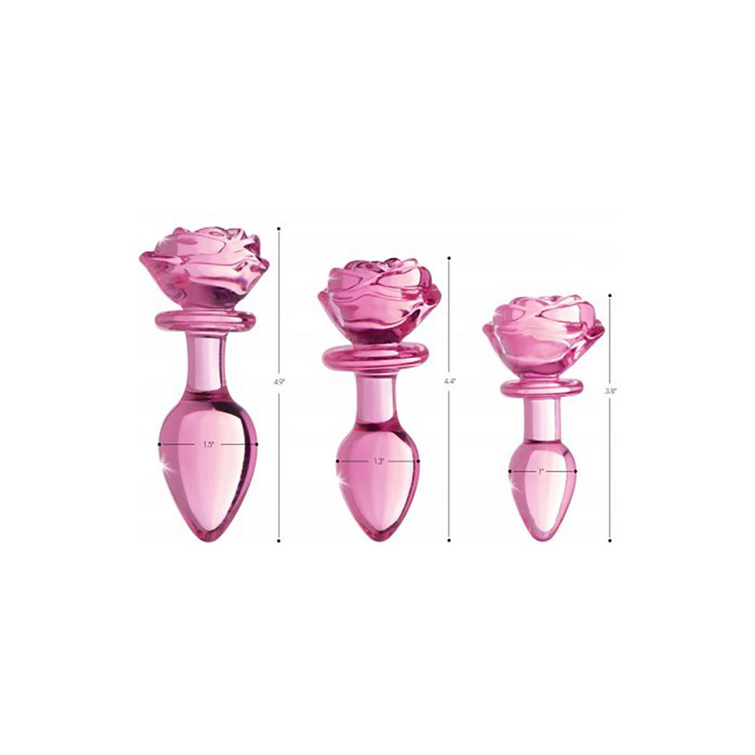 Pink Rose - Glass Butt Plug