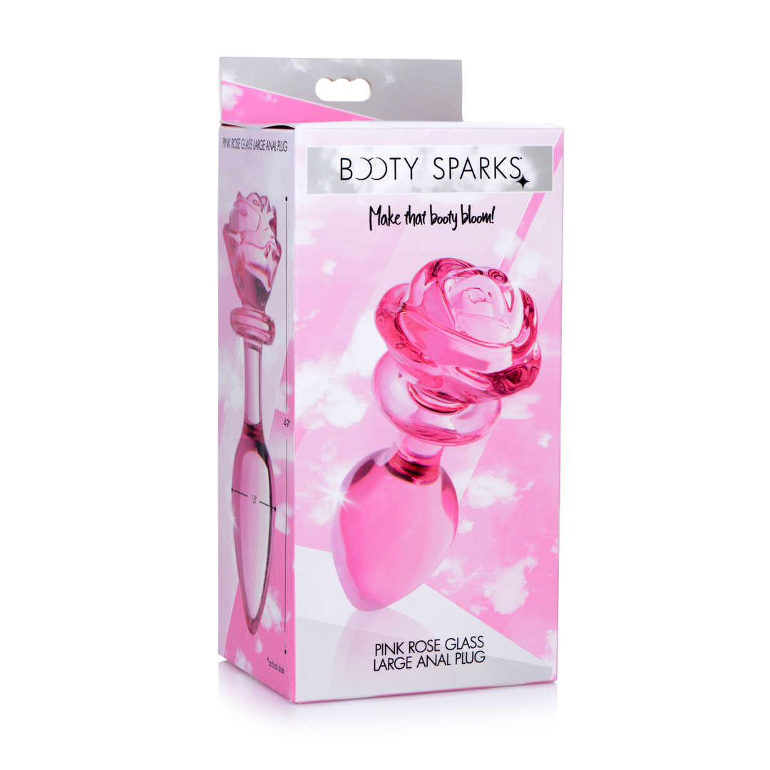 Pink Rose - Glass Butt Plug