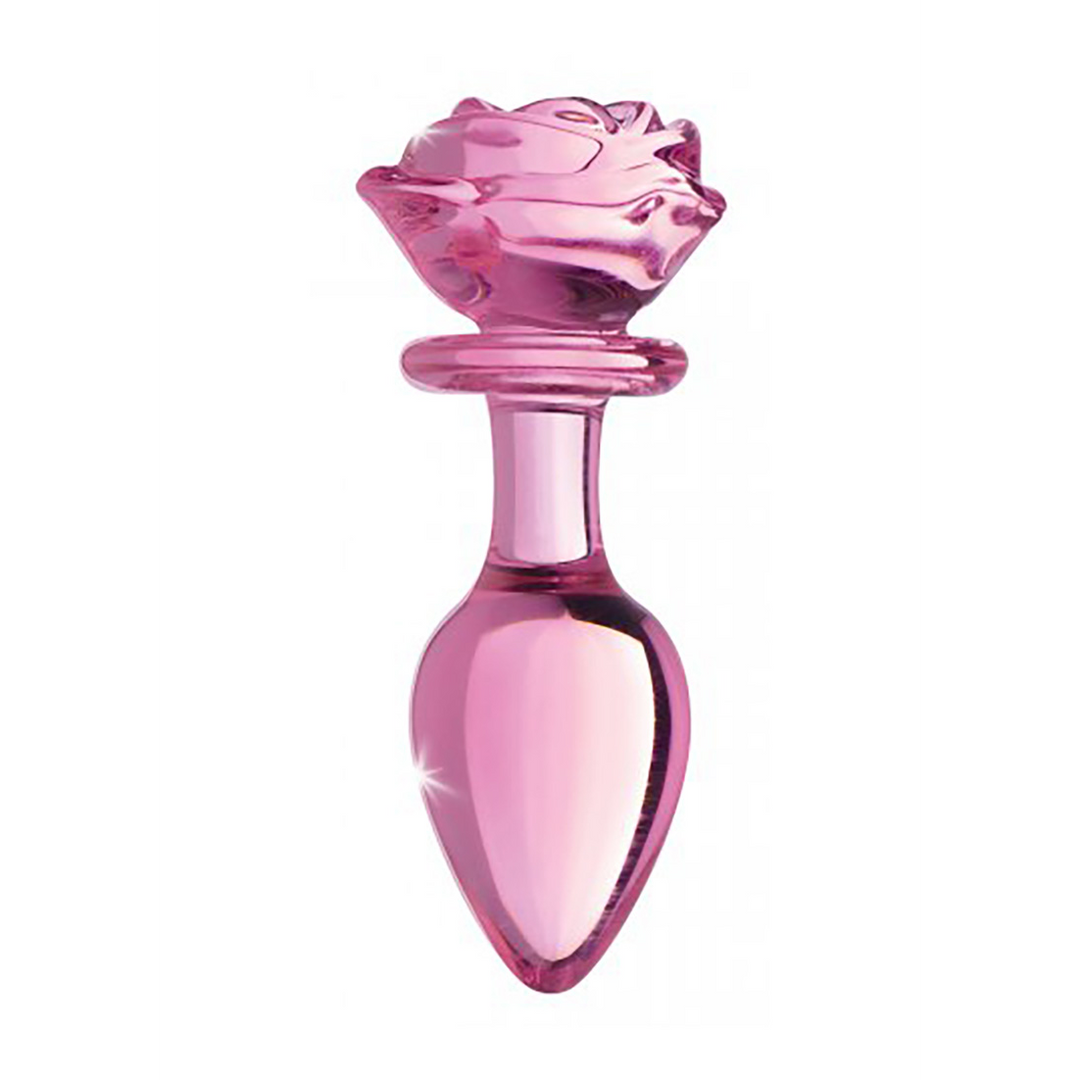 Pink Rose - Glass Butt Plug