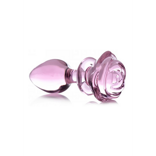Pink Rose - Glass Butt Plug