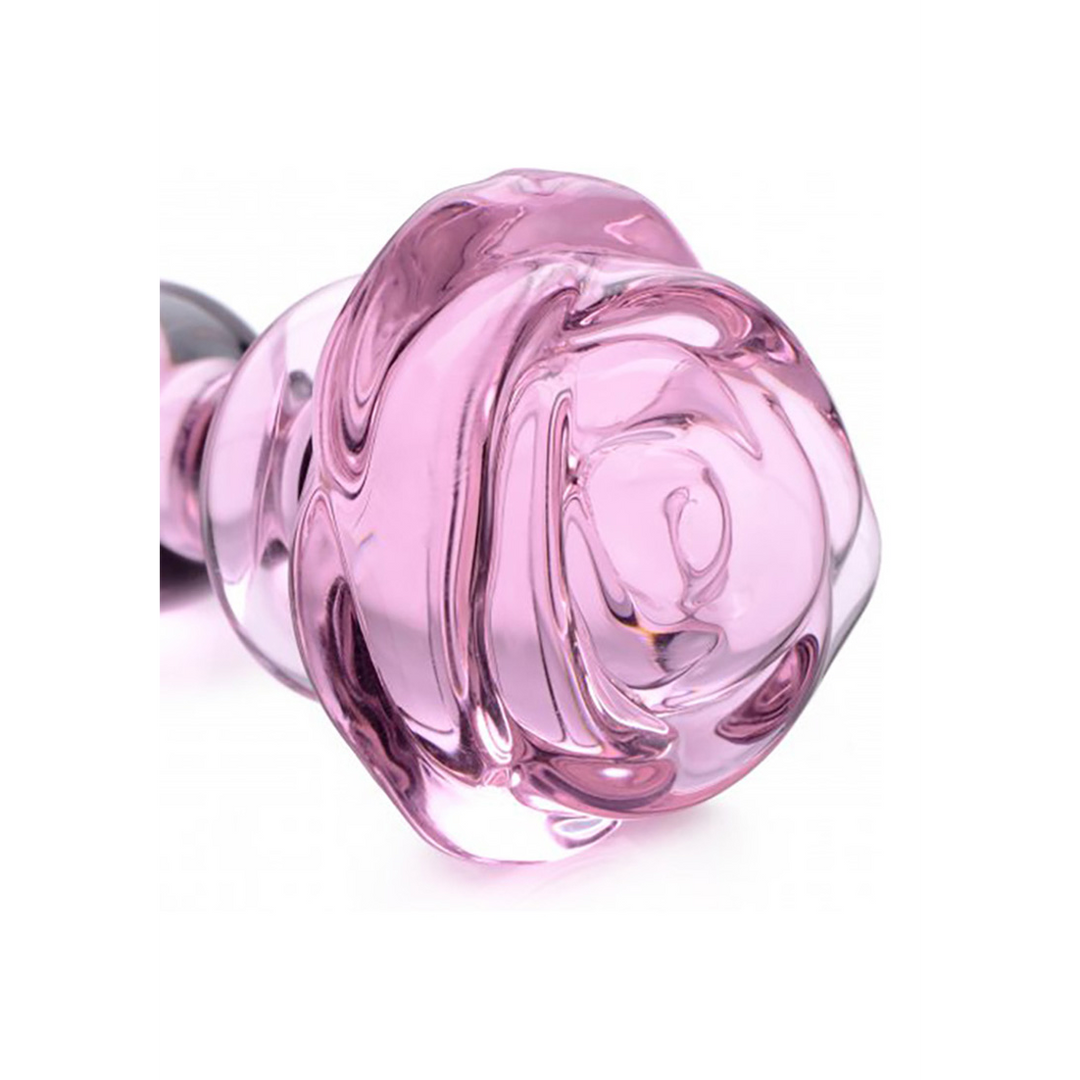 Pink Rose - Glass Butt Plug