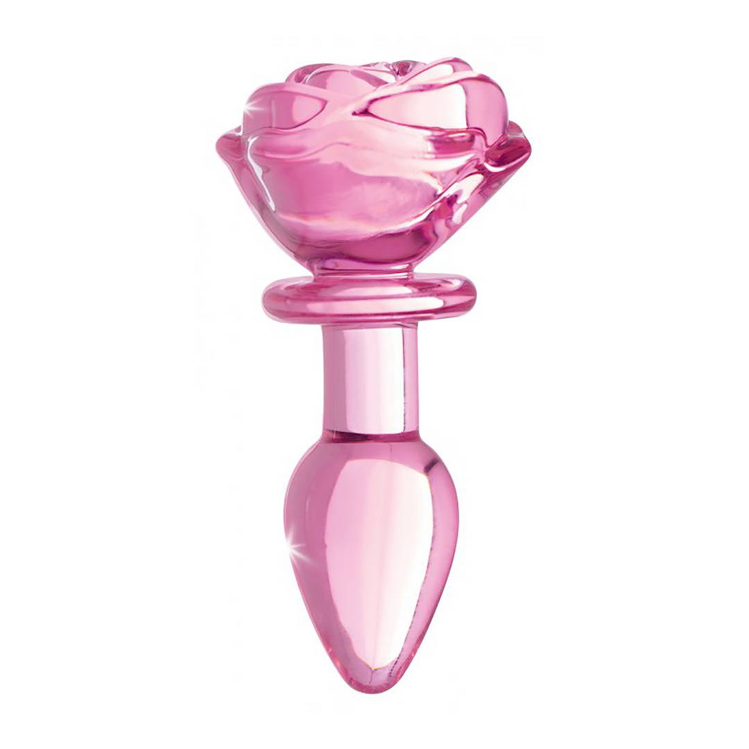 Pink Rose - Glass Butt Plug