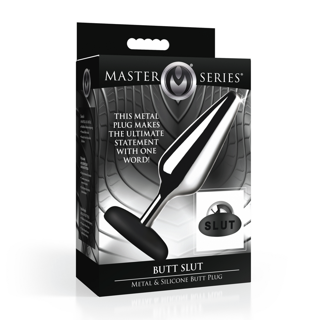 Butt Slut - Metal and Silicone Butt Plug - Silver