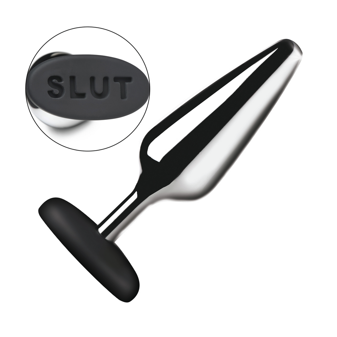 Butt Slut - Metal and Silicone Butt Plug - Silver