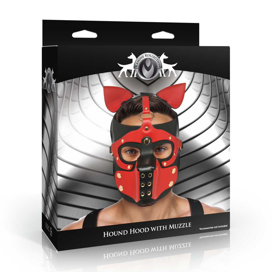 Hound Hood with Muzzle - Black/Red