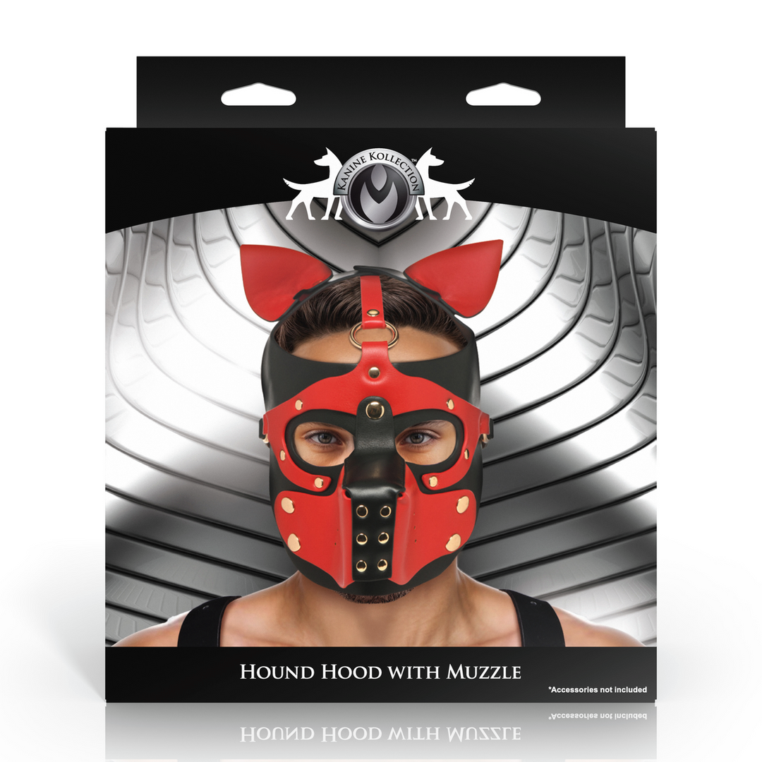 Hound Hood with Muzzle - Black/Red