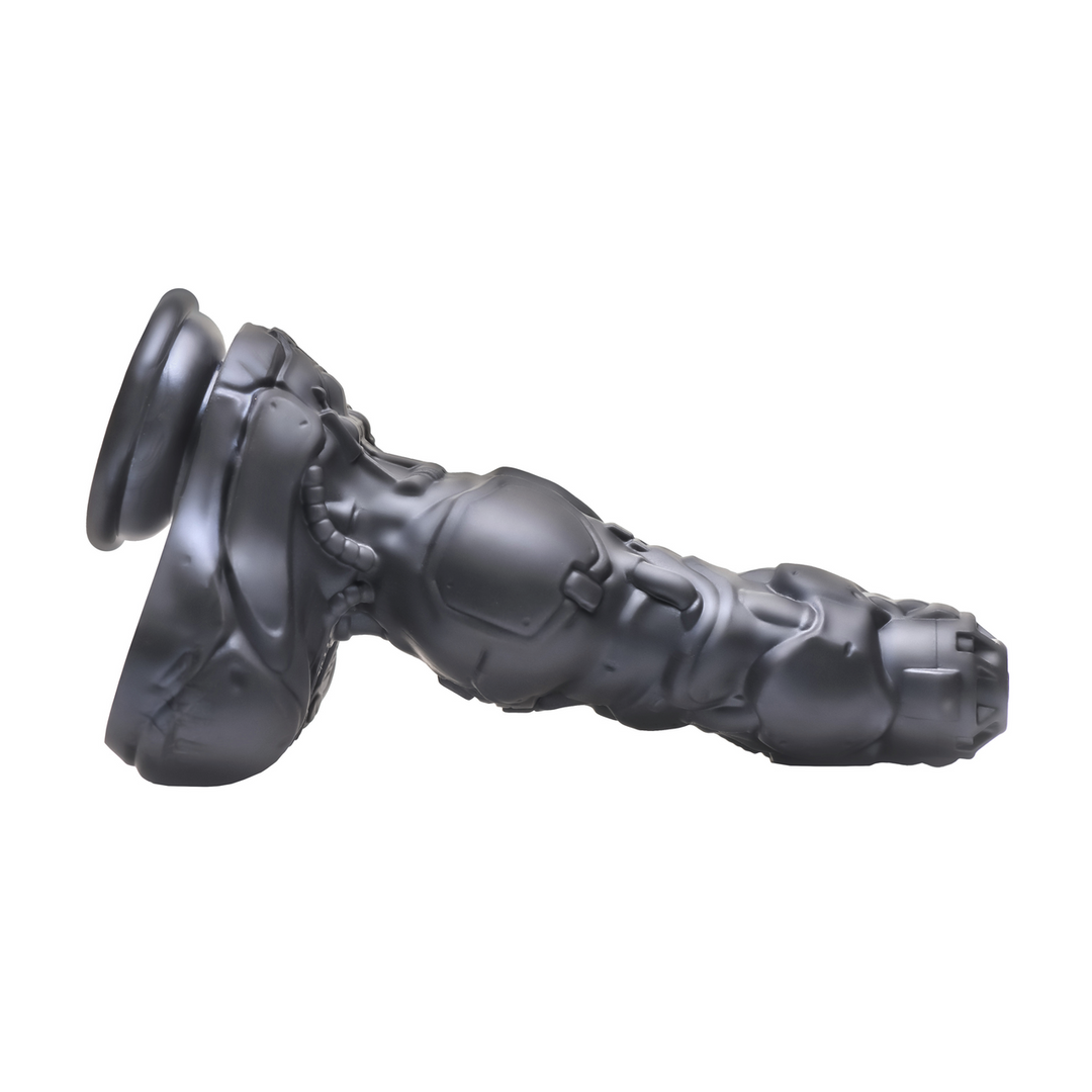 Cyborg Cock - Thrusting and Vibrating Silicone Dildo - Silver