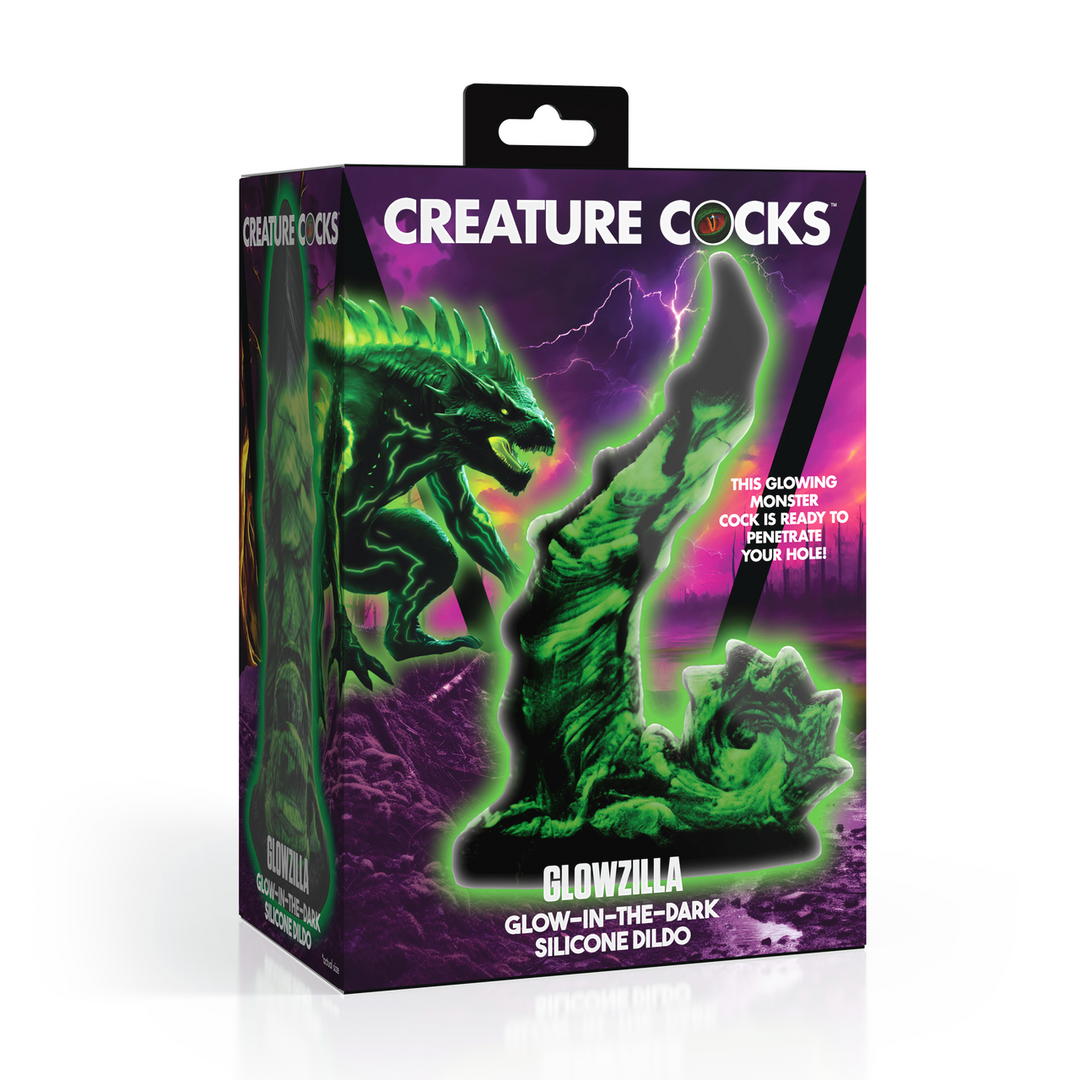 Glowzilla - Glow-in-the-Dark Silicone Dildo - Green/Black