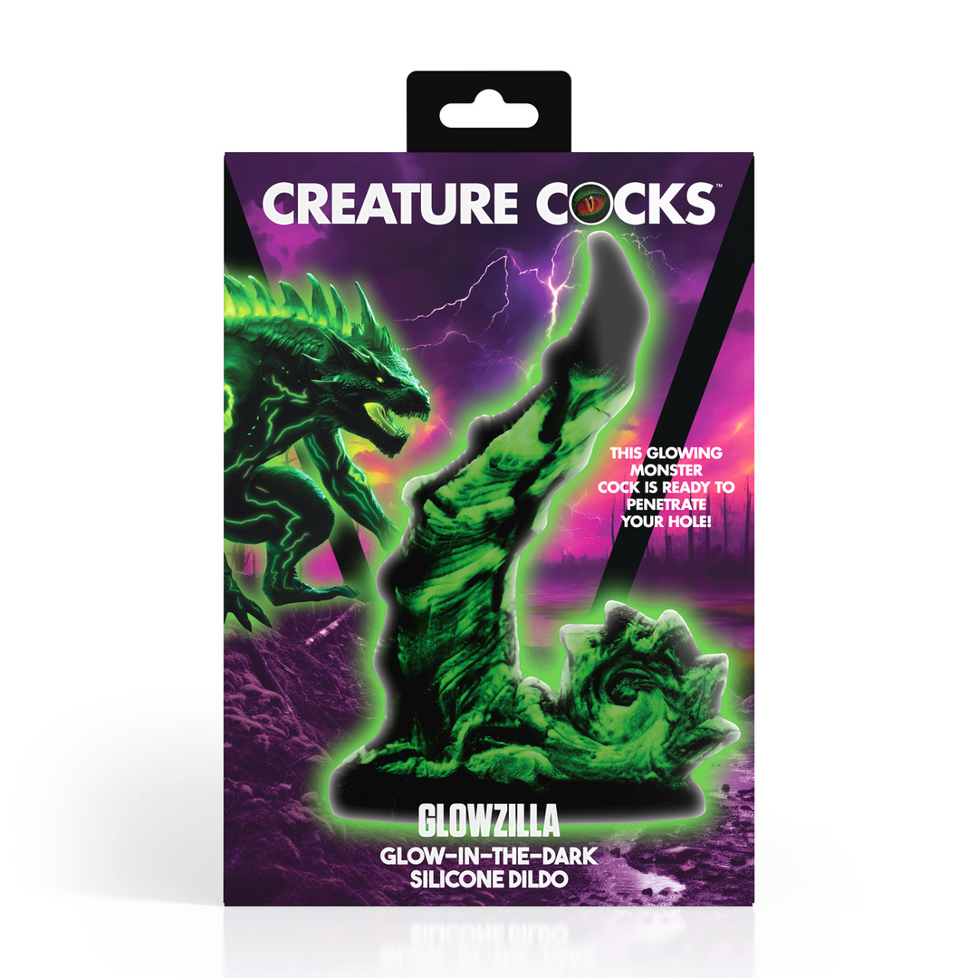 Glowzilla - Glow-in-the-Dark Silicone Dildo - Green/Black