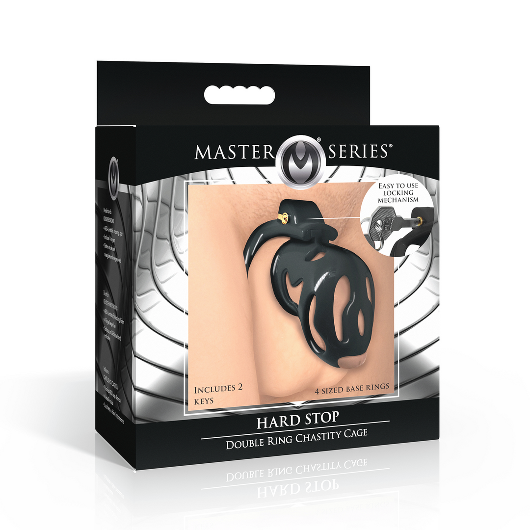 Hard Stop - Double Ring Chastity Cage - Black