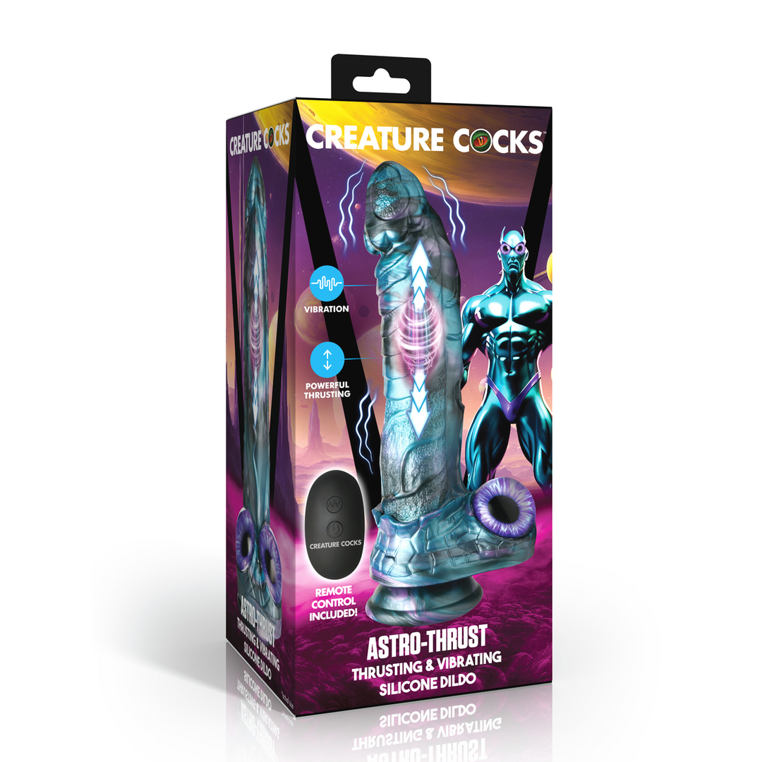 Astro-Thrust - Thrusting and Vibrating Silicone Dildo - Blue/Purple