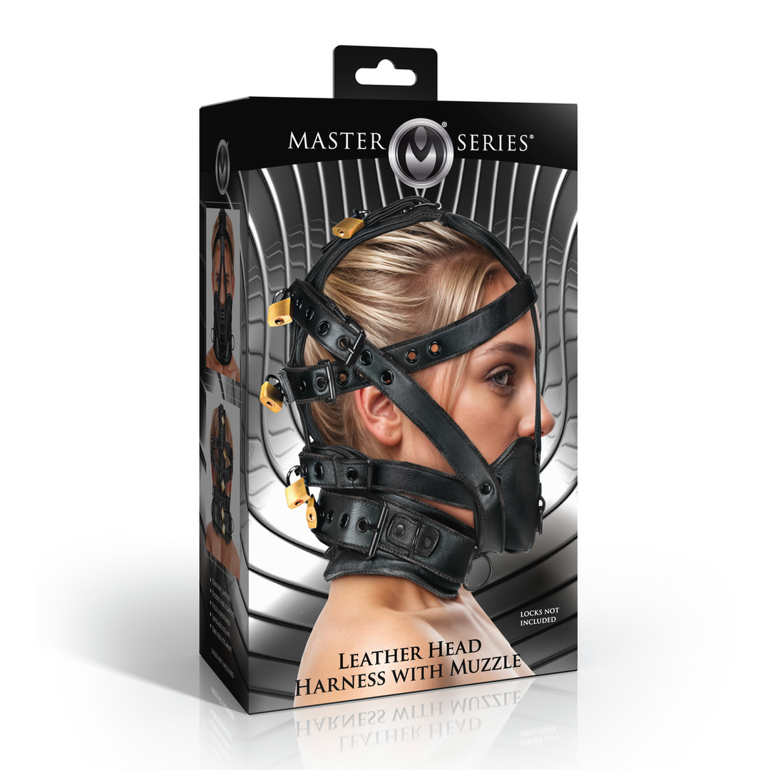 Leather Head Harness with Muzzle - Black