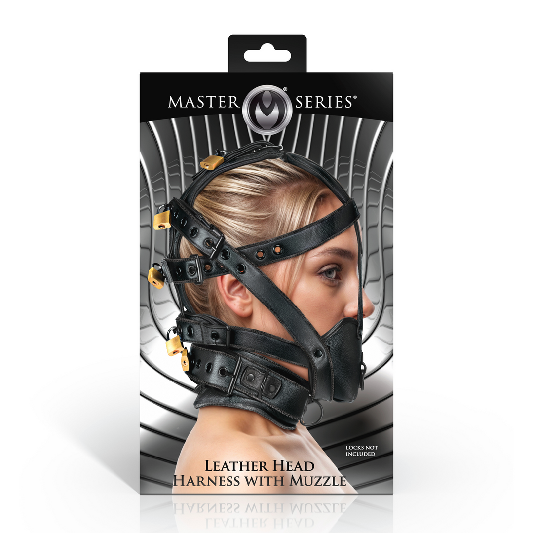 Leather Head Harness with Muzzle - Black