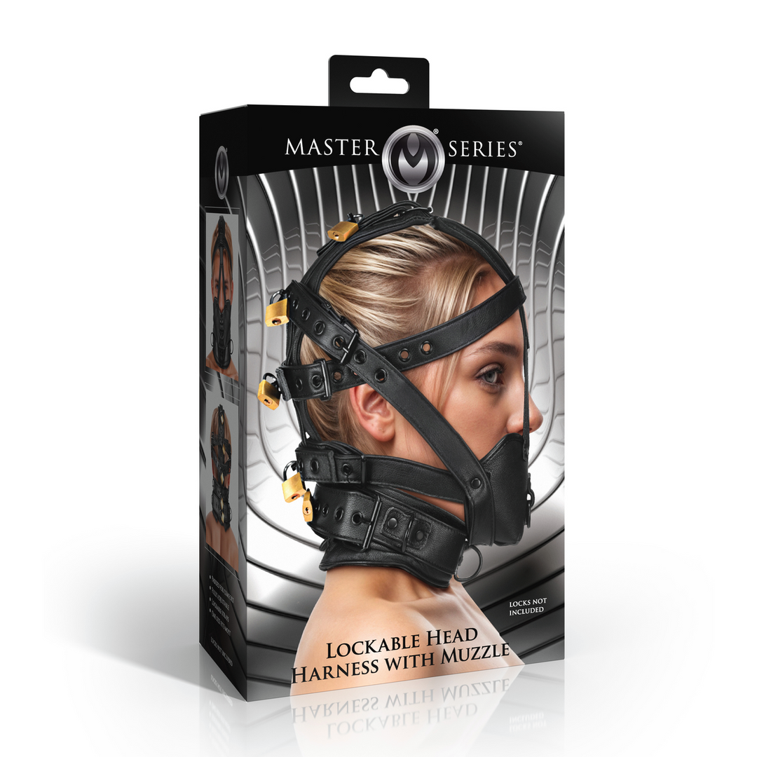 Leather Head Harness with Muzzle - Black