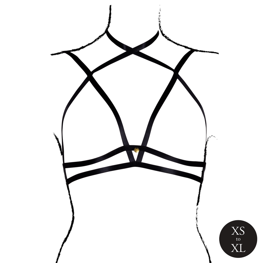 Open Cup Triangle Bra with Neck Strap and Adjustable Sliders