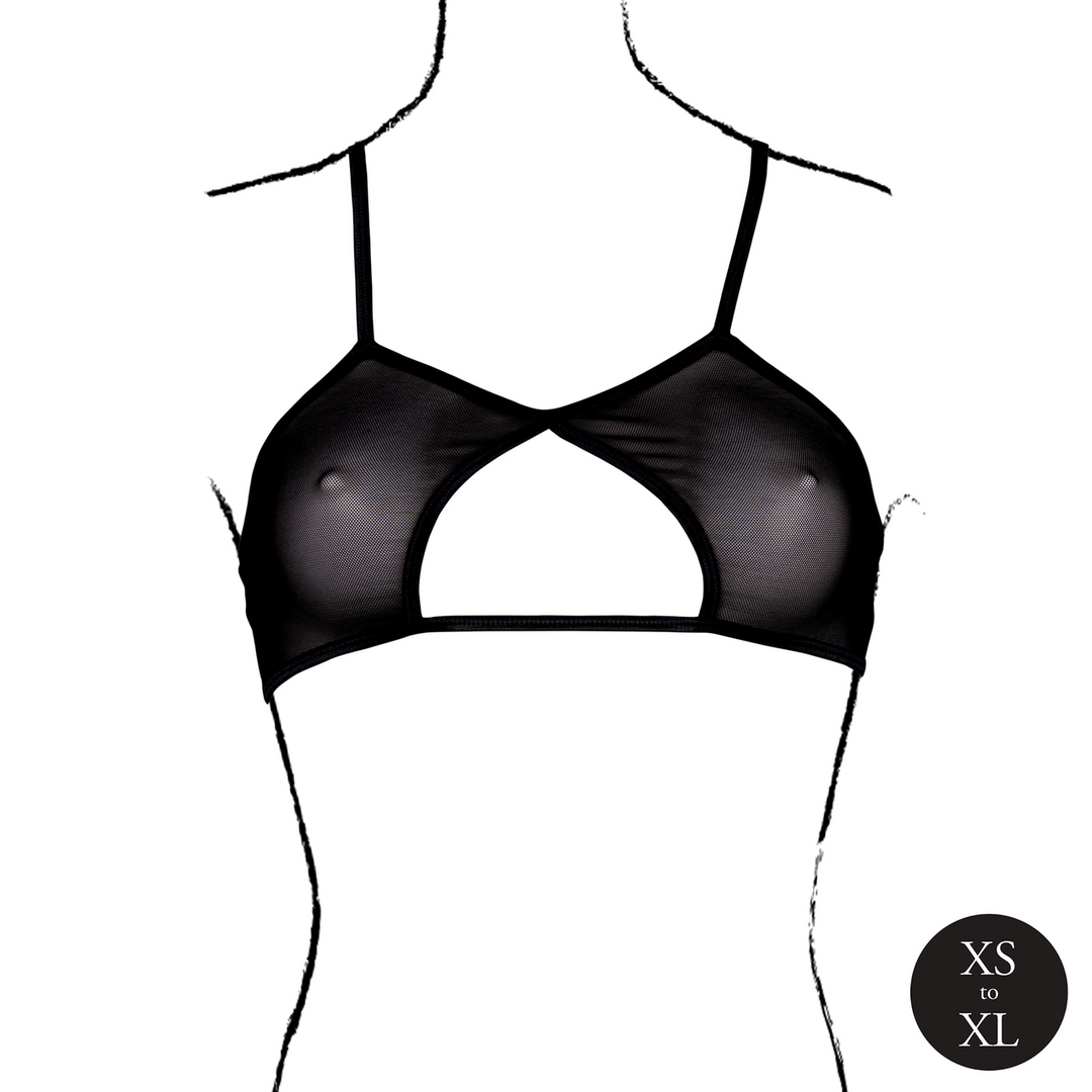 Keyhole Mesh Bra with Double Back Straps and Adjustable Sliders