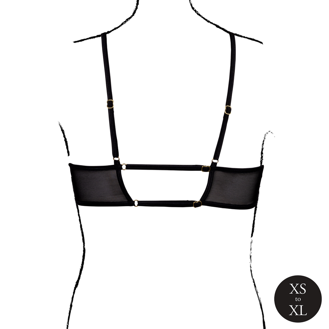 Keyhole Mesh Bra with Double Back Straps and Adjustable Sliders