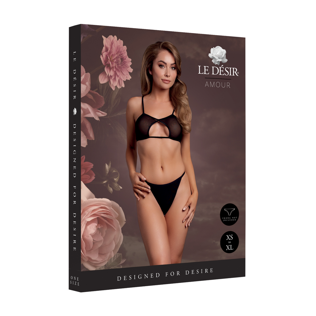 Keyhole Mesh Bra with Double Back Straps and Adjustable Sliders
