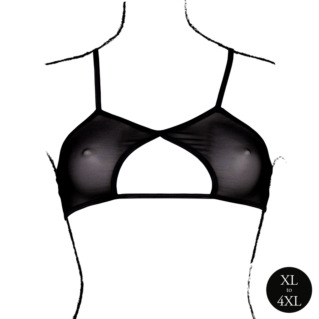 Keyhole Mesh Bra with Double Back Straps and Adjustable Sliders