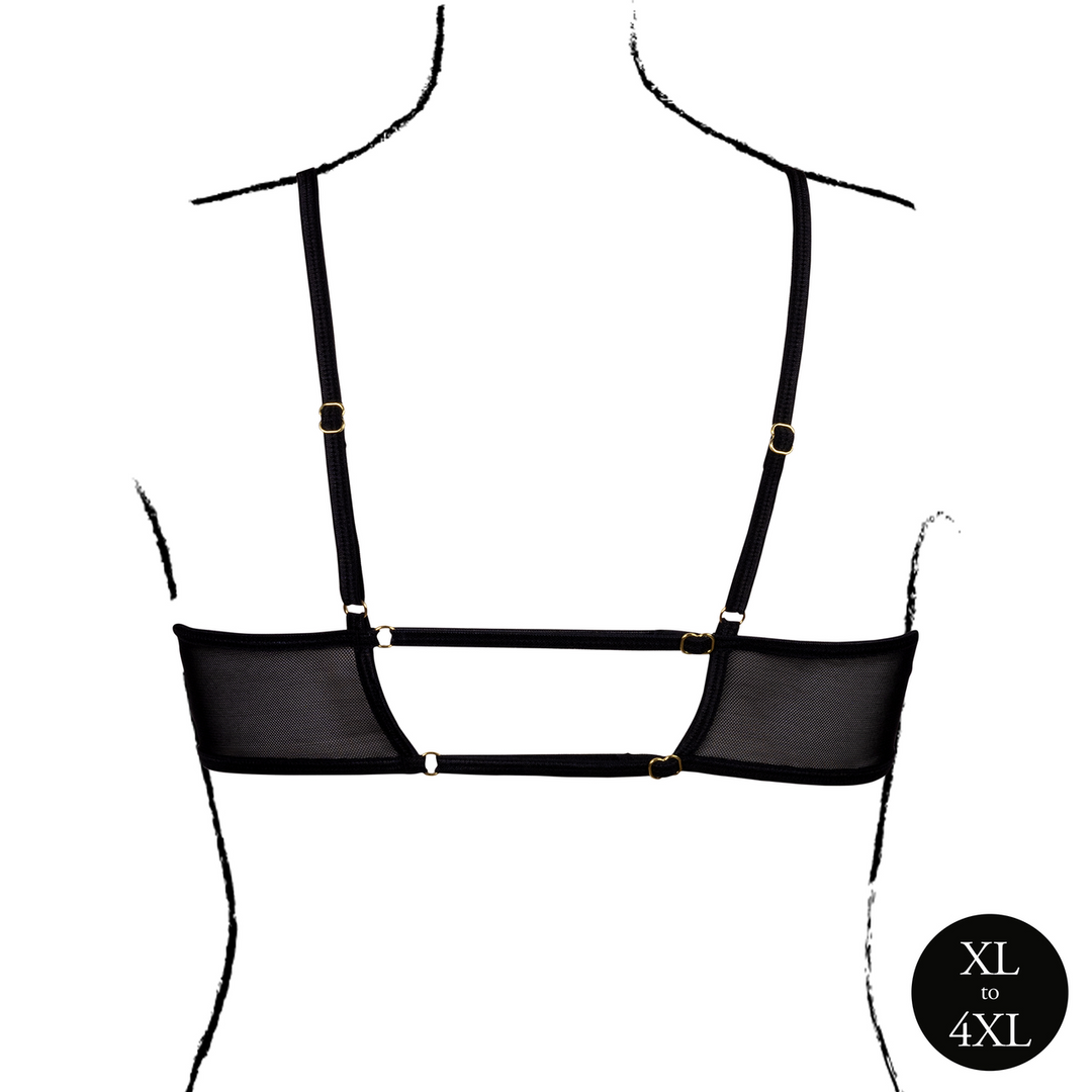Keyhole Mesh Bra with Double Back Straps and Adjustable Sliders