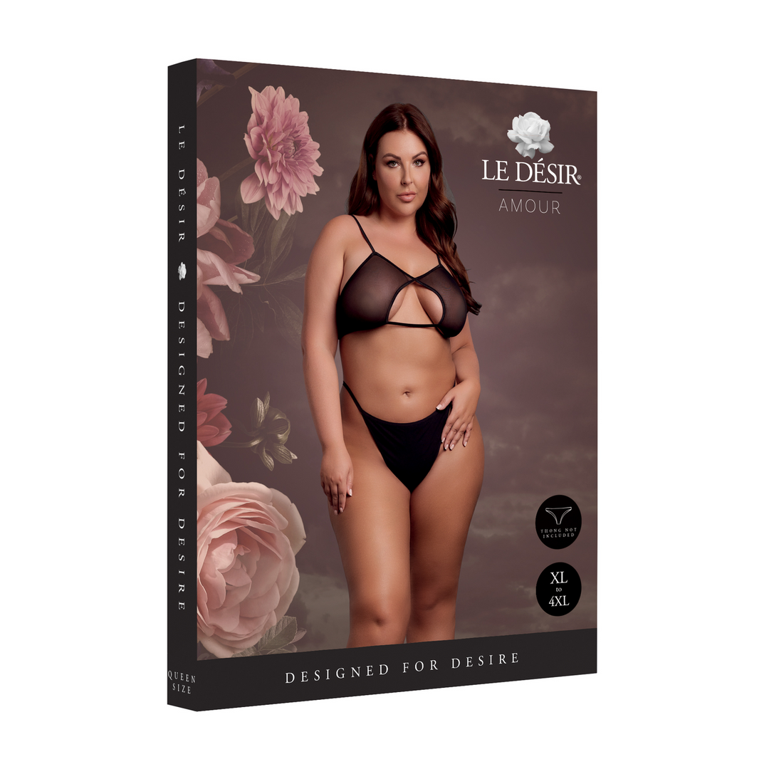 Keyhole Mesh Bra with Double Back Straps and Adjustable Sliders