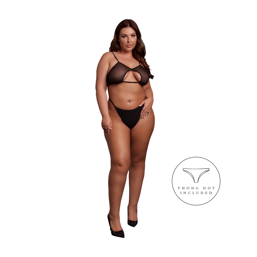 Keyhole Mesh Bra with Double Back Straps and Adjustable Sliders