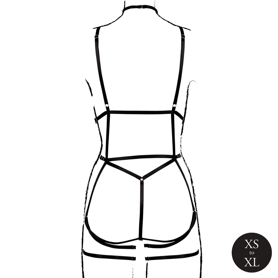 Strappy Open Cup Body Harness with Garters