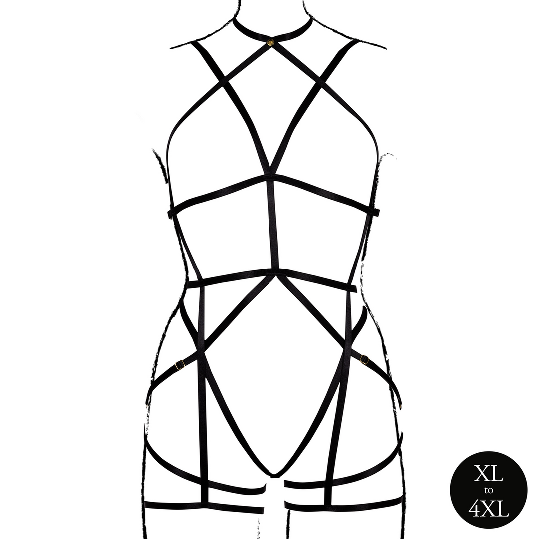 Strappy Open Cup Body Harness with Garters