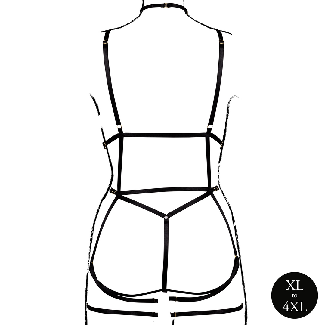 Strappy Open Cup Body Harness with Garters