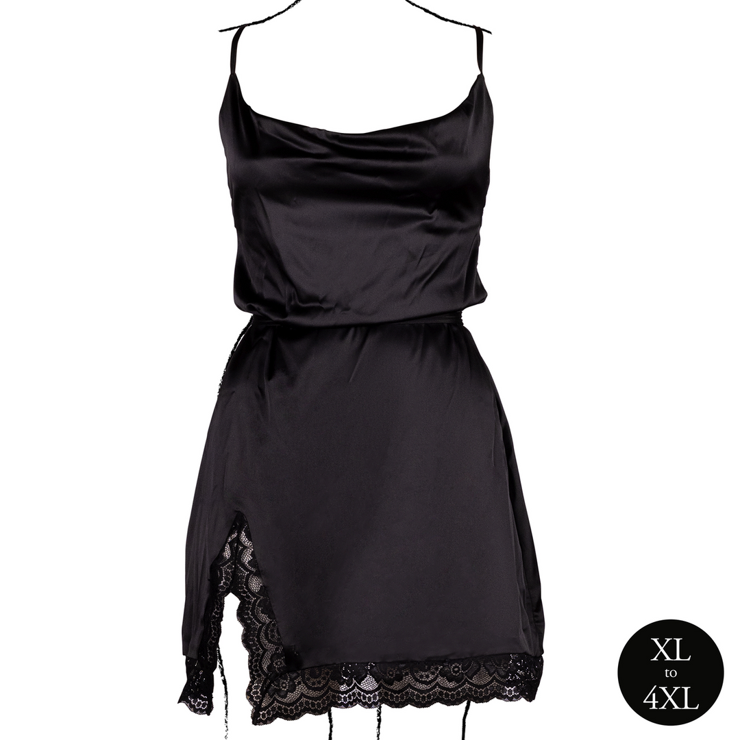 Open Back Silk Dress with Criss Cross Details and Slit