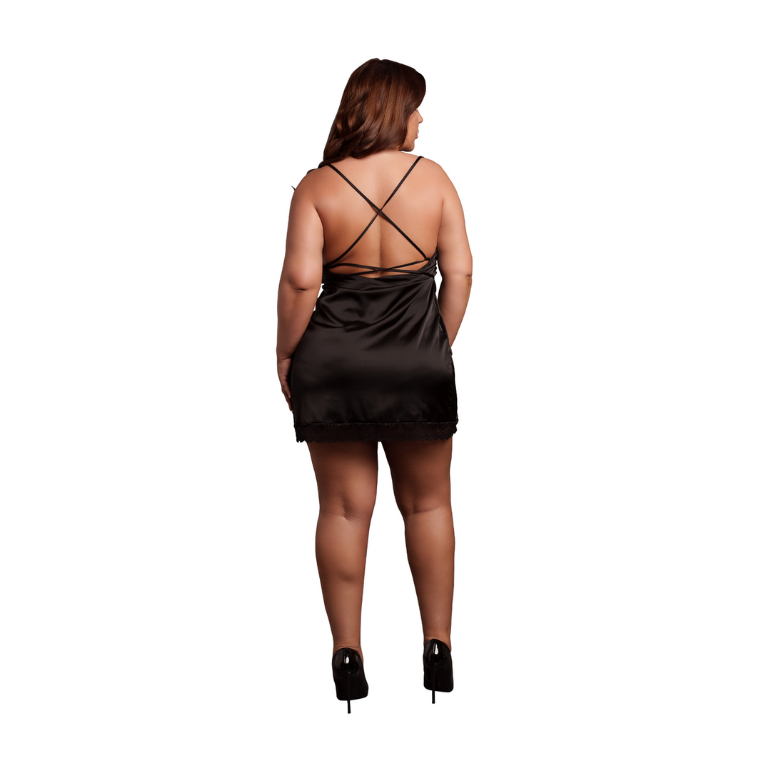 Open Back Silk Dress with Criss Cross Details and Slit